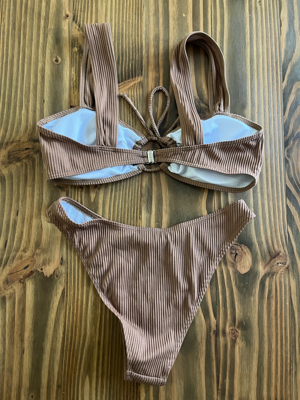 Brown Ribbed Bikini Set - Picture 5 of 5